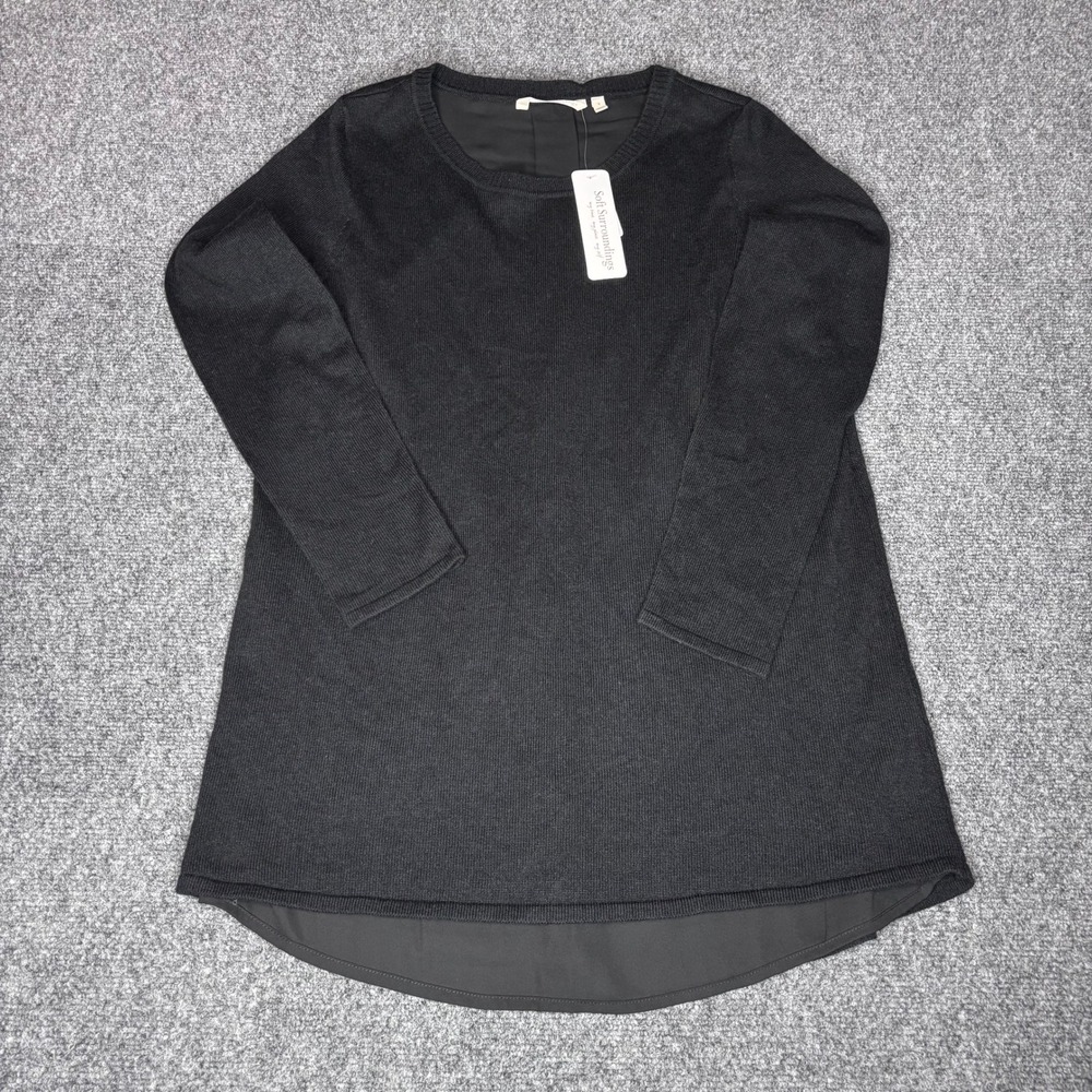 Soft Surroundings Sirena Black Sweater‎ Knit Top Long Sleeve Small